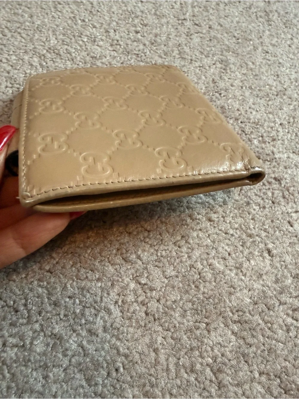 Gucci Guccissima Leather French Flap Wallet Beige